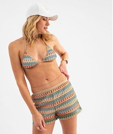 GEMO Pantalon de plage femme ample en dentelle pailletée femme Multicolore