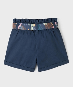 short en coton taille haute avec ceinture a nouer fille bleu shortsG692801_3