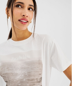 tee-shirt manches courtes motif ocean femme beige t-shirts manches courtesG693901_4