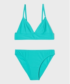 GEMO Maillot de bain 2 pièces en maille côtelée unie fille vert standard