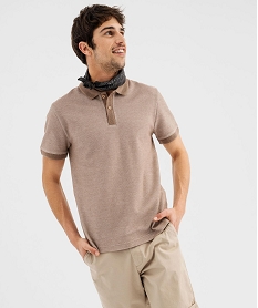 GEMO Polo manches courtes en maille piquée homme marron chine