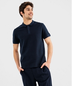 GEMO Polo manches courtes en maille piquée homme Bleu