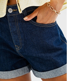 short en jean ample a revers femme bleu shortsG698101_2