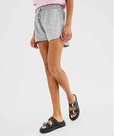 short en maille french terry avec taille ajustable femme gris standard shortsG698201_4
