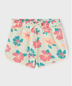 short en maille a motifs fleuris fille vert shortsG700501_4