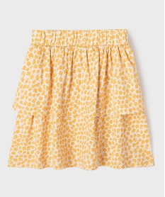 jupe en maille a volant et taille elastique fille imprime ecruG700801_3