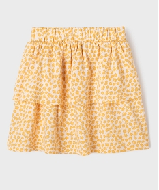 jupe en maille a volant et taille elastique fille imprime ecruG700801_4