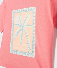 tee-shirt manches courtes coupe oversize avec motif paillete fille rose standard tee-shirtsG701301_2