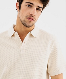 GEMO Polo manches courtes en maille nid dabeille homme beige standard