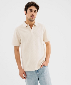 polo manches courtes en maille nid dabeille homme beige standard polosG701501_2