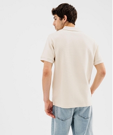 polo manches courtes en maille nid dabeille homme beige standard polosG701501_3