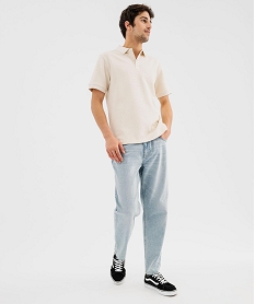 polo manches courtes en maille nid dabeille homme beige standard polosG701501_4