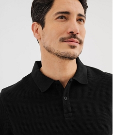 polo manches courtes en maille nid dabeille homme noir standard polosG701601_2