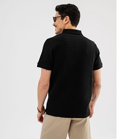 polo manches courtes en maille nid dabeille homme noir standard polosG701601_3