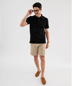 polo manches courtes en maille nid dabeille homme noir standard polosG701601_4
