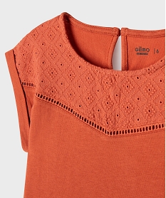 tee-shirt manches courtes avec details brodes fille orange tee-shirtsG701701_2