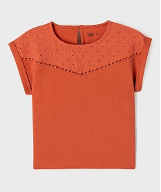tee-shirt manches courtes avec details brodes fille orange tee-shirtsG701701_4