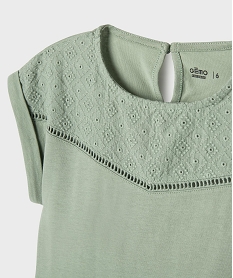 tee-shirt manches courtes avec details brodes fille vert tee-shirtsG701801_2