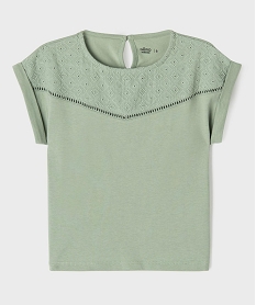 tee-shirt manches courtes avec details brodes fille vert tee-shirtsG701801_4