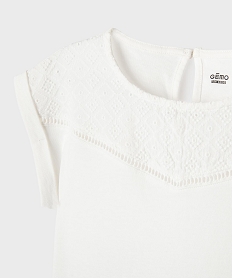 tee-shirt manches courtes avec details brodes fille blanc tee-shirtsG701901_2