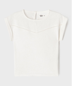 tee-shirt manches courtes avec details brodes fille blanc tee-shirtsG701901_4