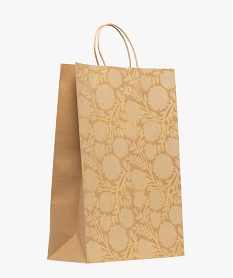 GEMO Sac cadeau motifs fleurs dorées Beige