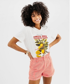 tee-shirt manches courtes avec inscriptions femme beige standard t-shirts manches courtesG702601_2
