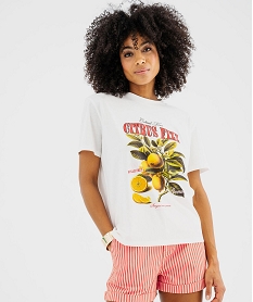 tee-shirt manches courtes avec inscriptions femme beige standard t-shirts manches courtesG702601_3
