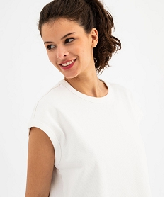 tee-shirt sans manches en maille cotelee coupe oversize femme beige t-shirts manches courtesG702701_2
