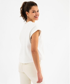 tee-shirt sans manches en maille cotelee coupe oversize femme beige t-shirts manches courtesG702701_3