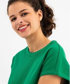 tee-shirt sans manches en maille cotelee coupe oversize femme vert standard t-shirts manches courtesG702801_2