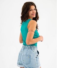 debardeur en maille cotelee avec col v boutonne femme bleu debardeursG703101_3