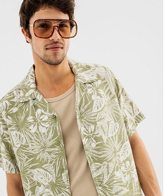 chemise manches courtes et col cubain en viscose imprimee homme vert standard chemise manches courtesG703701_2