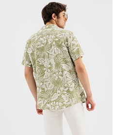 chemise manches courtes et col cubain en viscose imprimee homme vert standard chemise manches courtesG703701_3