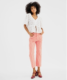 jean taille haute cropped straight fit raye femme imprime pantacourt en jeanG703901_4