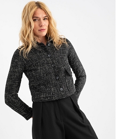 GEMO Veste courte aspect tweed femme noir standard