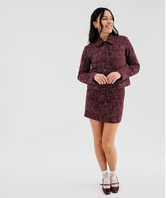 GEMO Veste courte aspect tweed femme Rouge