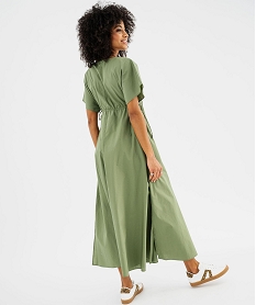 robe longue et ample a manches courtes en popeline de coton femme vertG704201_3