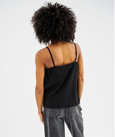 debardeur a fines bretelles en maille texturee et dentelle femme noir standard debardeursG704401_3