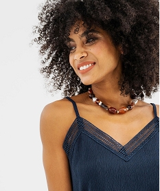 debardeur a fines bretelles en maille texturee et dentelle femme navy debardeursG704601_2