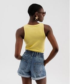 debardeur en maille cotelee emmanchures americaines femme jaune standard debardeursG705101_3