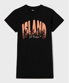 GEMO Chemise de nuit inscription paradisiaque fille noir standard
