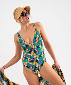 maillot de bain une piece fleuri avec mousses amovibles femme multicoloreG705301_2