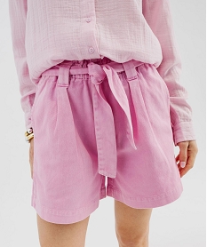 short ample a taille haute ceinturee femme rose standard shortsG711401_2
