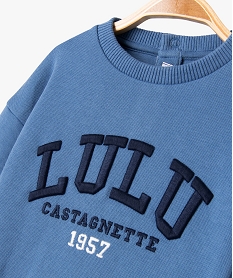 sweat avec inscription brodee bebe garcon - lulucastagnette bleu standardG711501_2