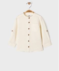 GEMO Chemise col rond en gaze de coton à manches retroussables bébé garçon Blanc