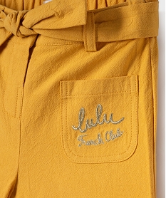 short ample en coton avec ceinture a nouer bebe fille - lulucastagnette jauneG714601_2
