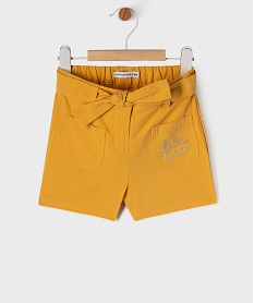 short ample en coton avec ceinture a nouer bebe fille - lulucastagnette jauneG714601_4