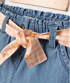 short ample en chambray avec ceinture vichy bebe fille bleu stoneG714701_2