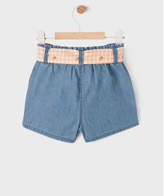 short ample en chambray avec ceinture vichy bebe fille bleu stoneG714701_3